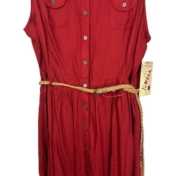 NWT 1st Kiss Sleeveless Red Midi Button Up Shirtdress Size 2X - Picture 5 of 10
